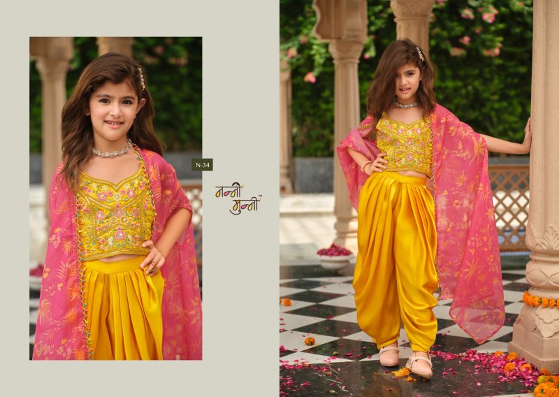 Varnika By Eba Nanni Munni Satin Silk Kids Top Bottom With Shrug 